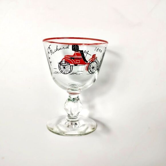 Set 8 Libbey Packard 1899 Stemmed Cordial Glasses 4" Vintage Automotive - Picture 3 of 4